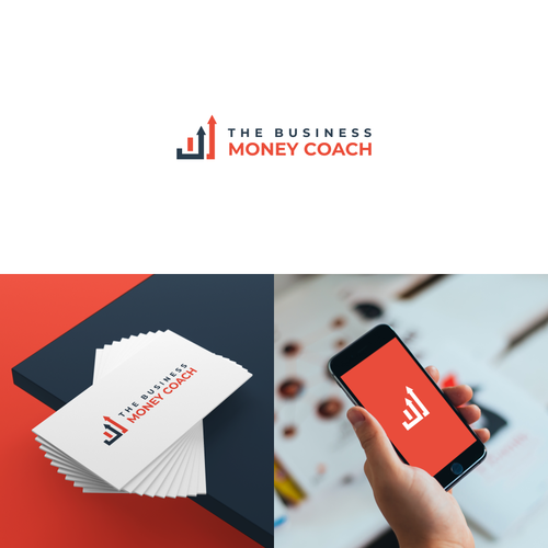 Arrow down logo with the title 'The Business Money Coach Logo'