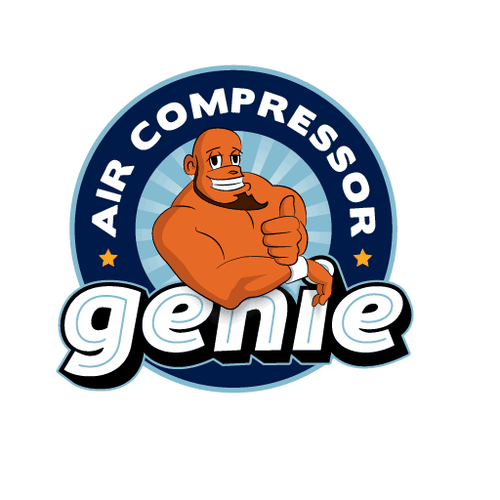 Air conditioning logo with the title 'Air compressor genie'