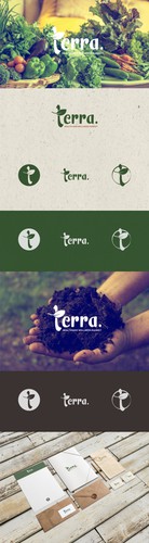 Stationery brand with the title 'Create a logo for a new natural foods and supplement store called "terra.".'