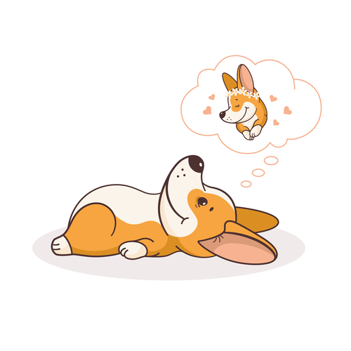 Corgi design with the title 'Dreaming Corgi'