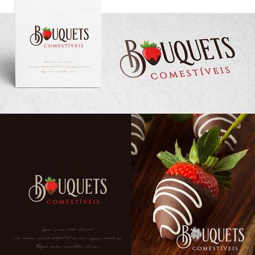 Chocolate logo with the title 'Logo for edible arrangements with fruits'