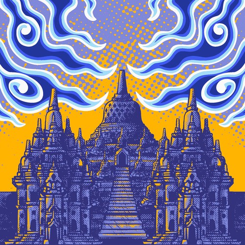 Spiritual artwork with the title 'Cricket Lighter Design – Sacred Temple Concept'