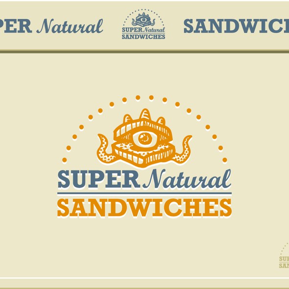 Fish restaurant logo with the title '"Super Natural Sandwiches"  logo'