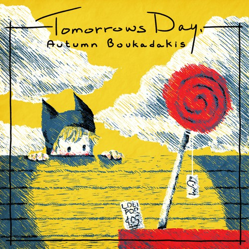 Yellow artwork with the title 'CD Cover Design "TOMORROWSDAY"'