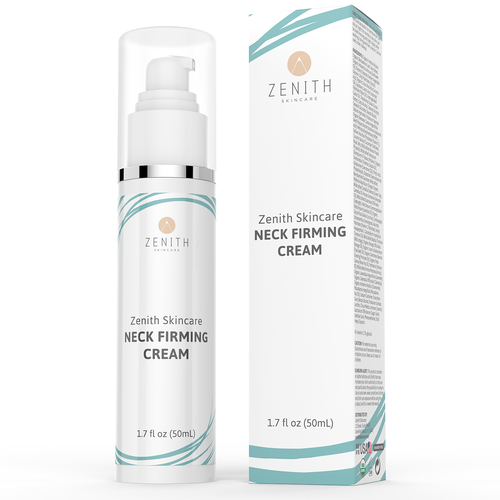 White packaging with the title 'Product label and box for Zenith Skincare'