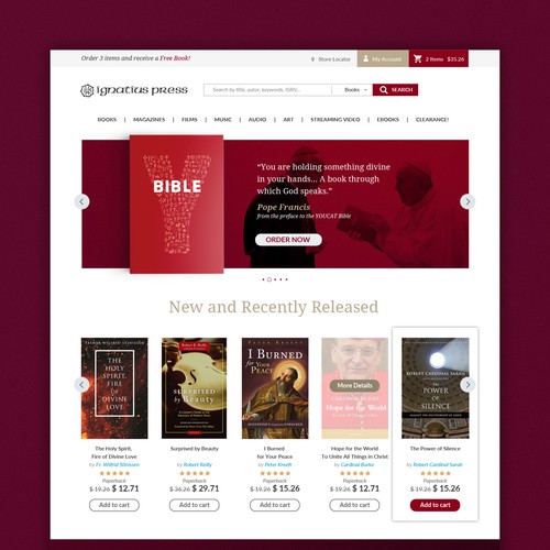 Modern website with the title 'Ignatius Press Home page design '