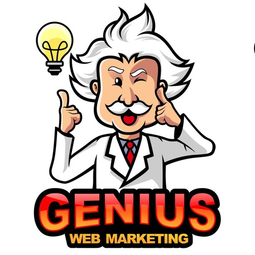 Einstein design with the title 'Logo Design for Genius Web Marketing'