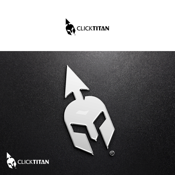 Spartan helmet design with the title 'ClickTitan Logo'