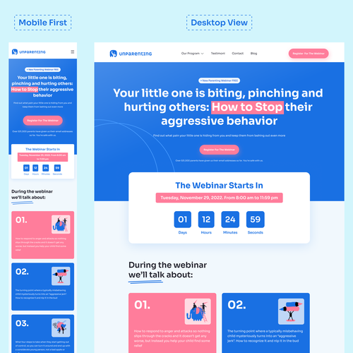 Webinar design with the title 'Webinar Landing Page'