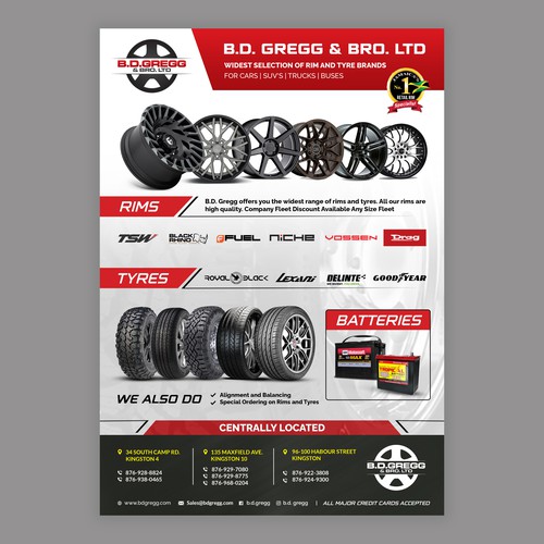 Track design with the title 'Rim and tyre business flyer'