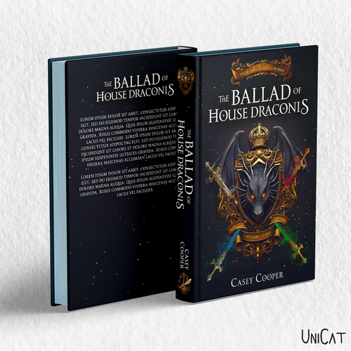 Dark fantasy book cover with the title 'Epic Fantasy Book Cover for The Ballad of House Draconis'
