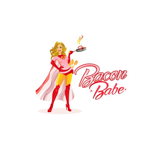Culinary logo with the title 'A Bacon Babe Superhero design'