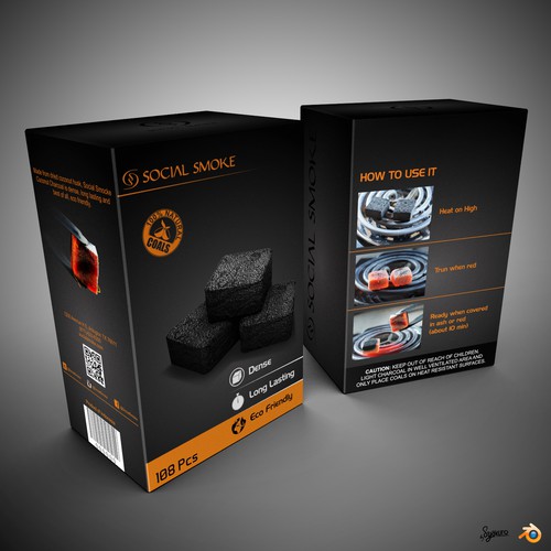 Premium packaging with the title 'Create a box design for our new Coconut Charcoal'