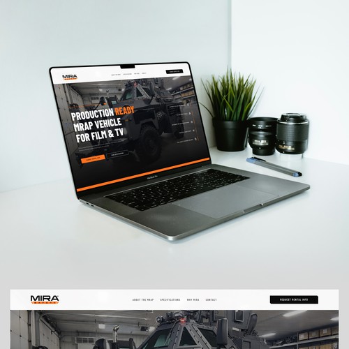 Rental website with the title 'Landing page for armored vehicle rental '