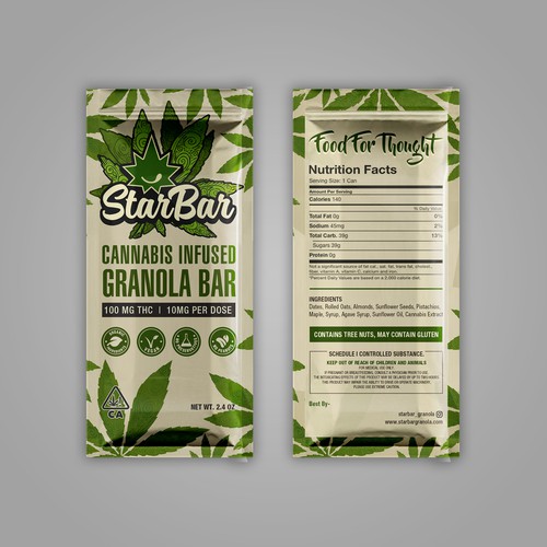 Whey packaging with the title 'Cannabis Granola Bar Package'