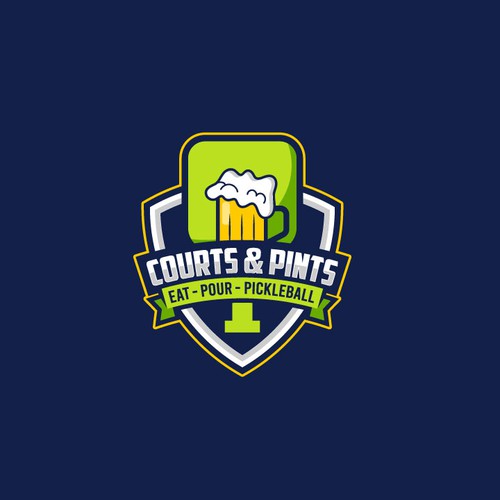 Alcohol logo with the title 'Courts & Pints Logo'
