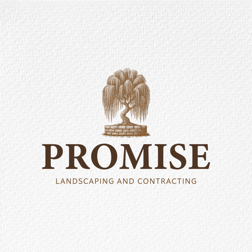 Engraving logo with the title 'Promise Landscaping and Contracting – Logo Design'