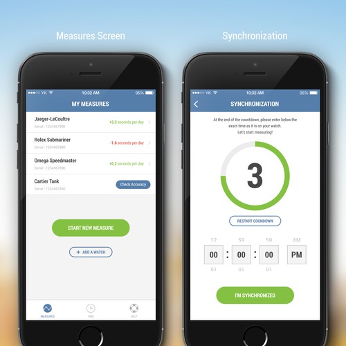 Watch design with the title 'Clock synchronation app concept'