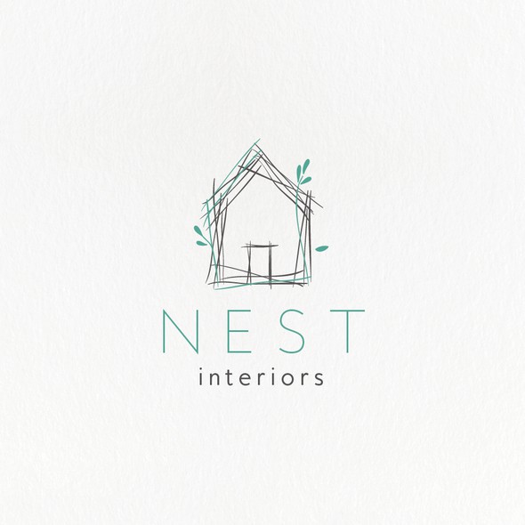 Household interior design logo with the title 'Hand-drawn minimal logo for an interior design company'