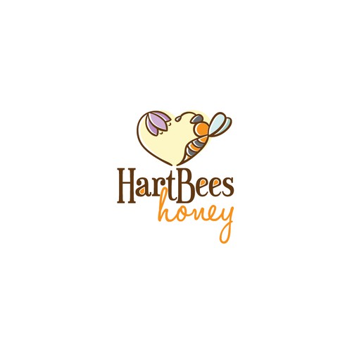 Flower heart logo with the title 'HardBees honey'