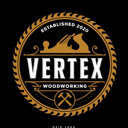 Woodworking design with the title 'Vertex Woodworking'