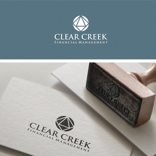 Creek design with the title 'A minimal and modern logo and business card design for financial management company'