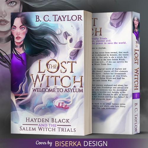 Witch book cover with the title '𝗣𝗿𝗲𝗺𝗮𝗱𝗲 𝗖𝗼𝘃𝗲𝗿 By Biserka Design'