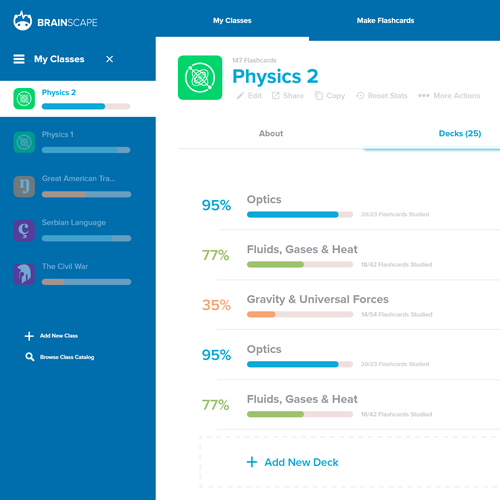 UX design with the title 'Brainscape UI'