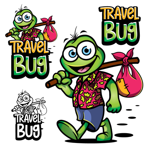 Cartoon design with the title 'Travel Booking Company Logo Needed'