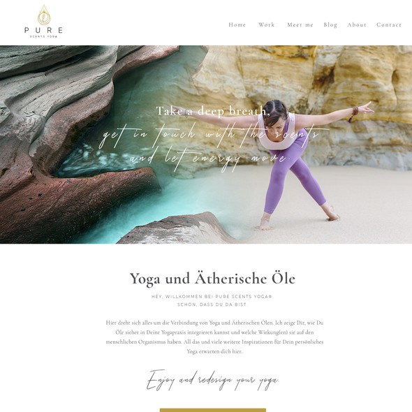 Mindfulness design with the title '1-1 Project for Pure Scents Yoga - Homepage. '