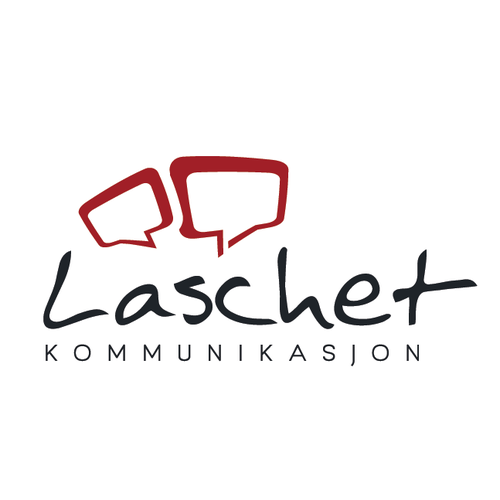 Writing logo with the title 'Polyglot storyteller and communicator - Laschet Kommunikasjon'