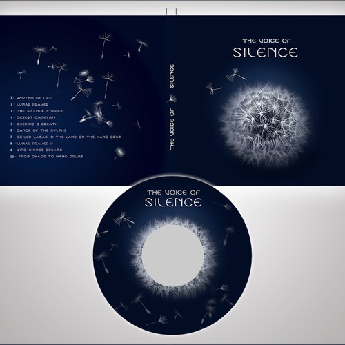 Dandelion design with the title 'Music CD box and CD Face design'