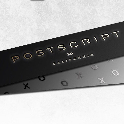 Black and gold logo with the title 'Postscript logo design'