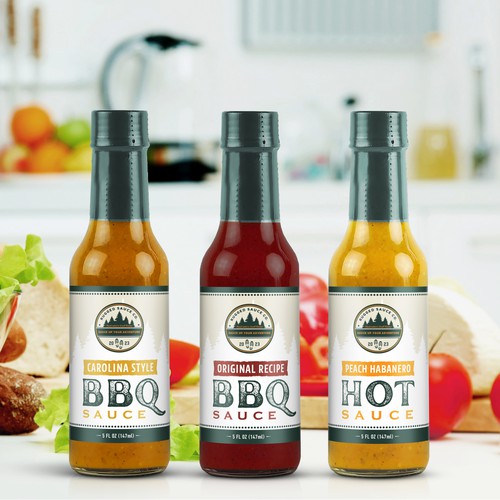 Sauce label with the title 'Rugged Sauce Co.'