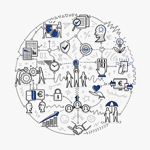 Sketch artwork with the title 'DBB DATA sketches for website'