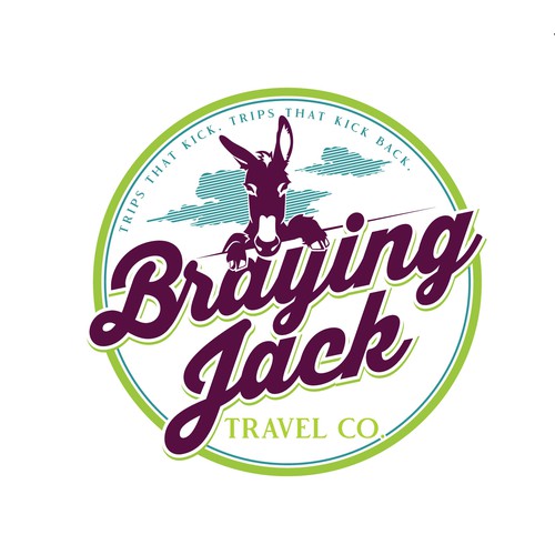 Donkey logo with the title 'Braying Jack Travel Company'