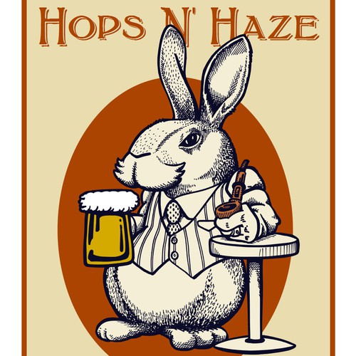 Bunny design with the title 'Mature mascot for Craft Beer Pub'