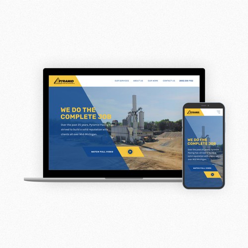 Mobile website with the title 'Pyramid Paving Website'
