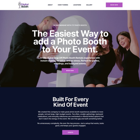 Fun website with the title 'Modern website for Photo Booth Company'