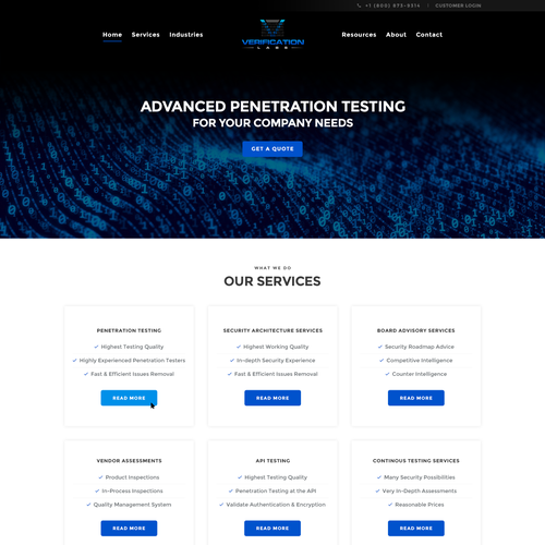 Security website with the title 'Verification Labs Homepage Design'