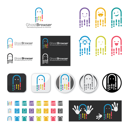 Browser design with the title 'A modern, bad-ass logo for Ghost Browser - The Productivity Browser for Tech Pros'