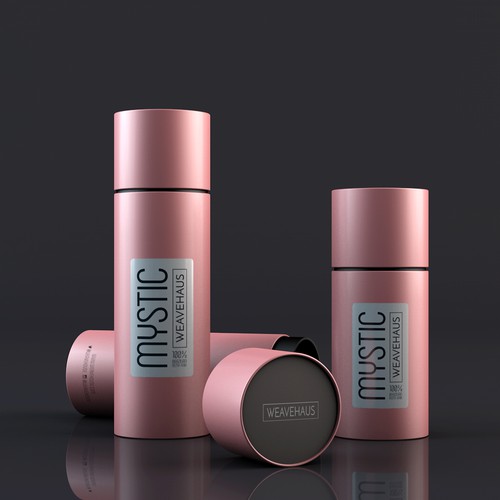 Hair packaging with the title 'Product modelling and design'