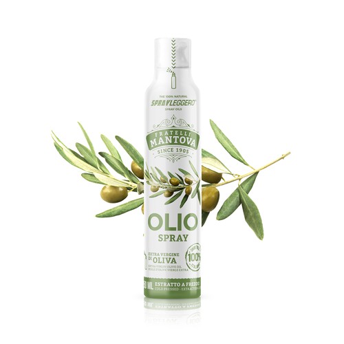 Spray design with the title 'Olio spray'