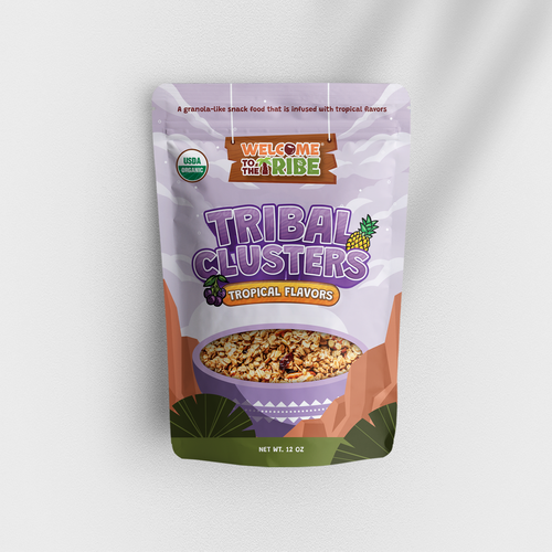 Healthy food packaging with the title 'Granola Snack Pouch Packaging'