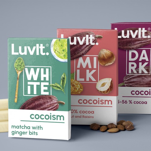 Chocolate label with the title 'Bold chocolate packaging'