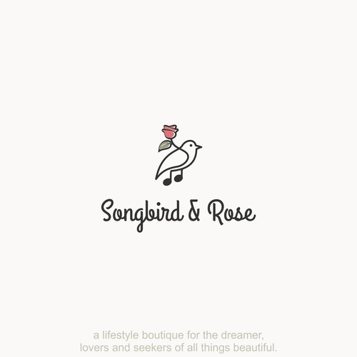Rose brand with the title 'Modern & Sophisticated logo for Songbird & Rose'