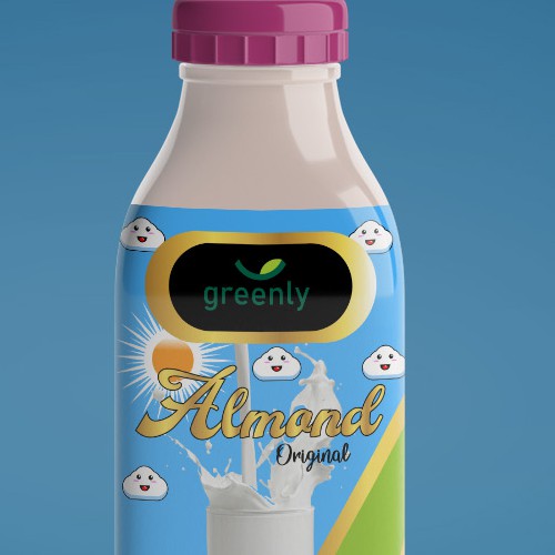 Milk label with the title 'Almond milik packaging '