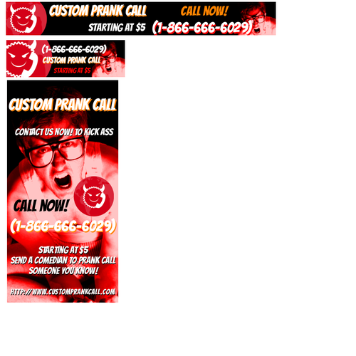 Call design with the title 'prank ad banner'
