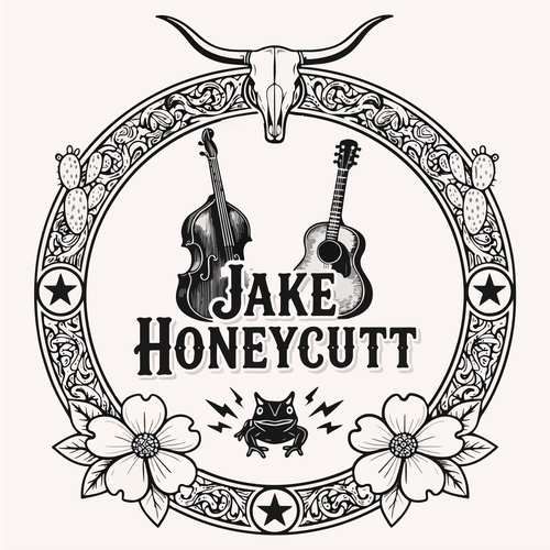 Guitar logo with the title 'Jake Honeycutt Logo'
