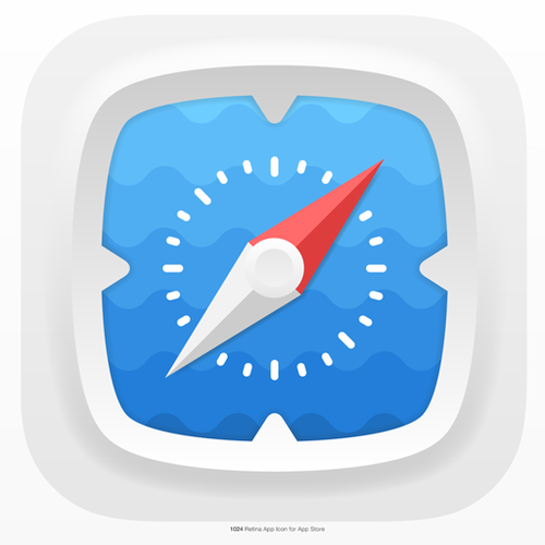 Compass design with the title 'iPhone/iPad Icon for Map App - for Surfers and Other Adventure Types'